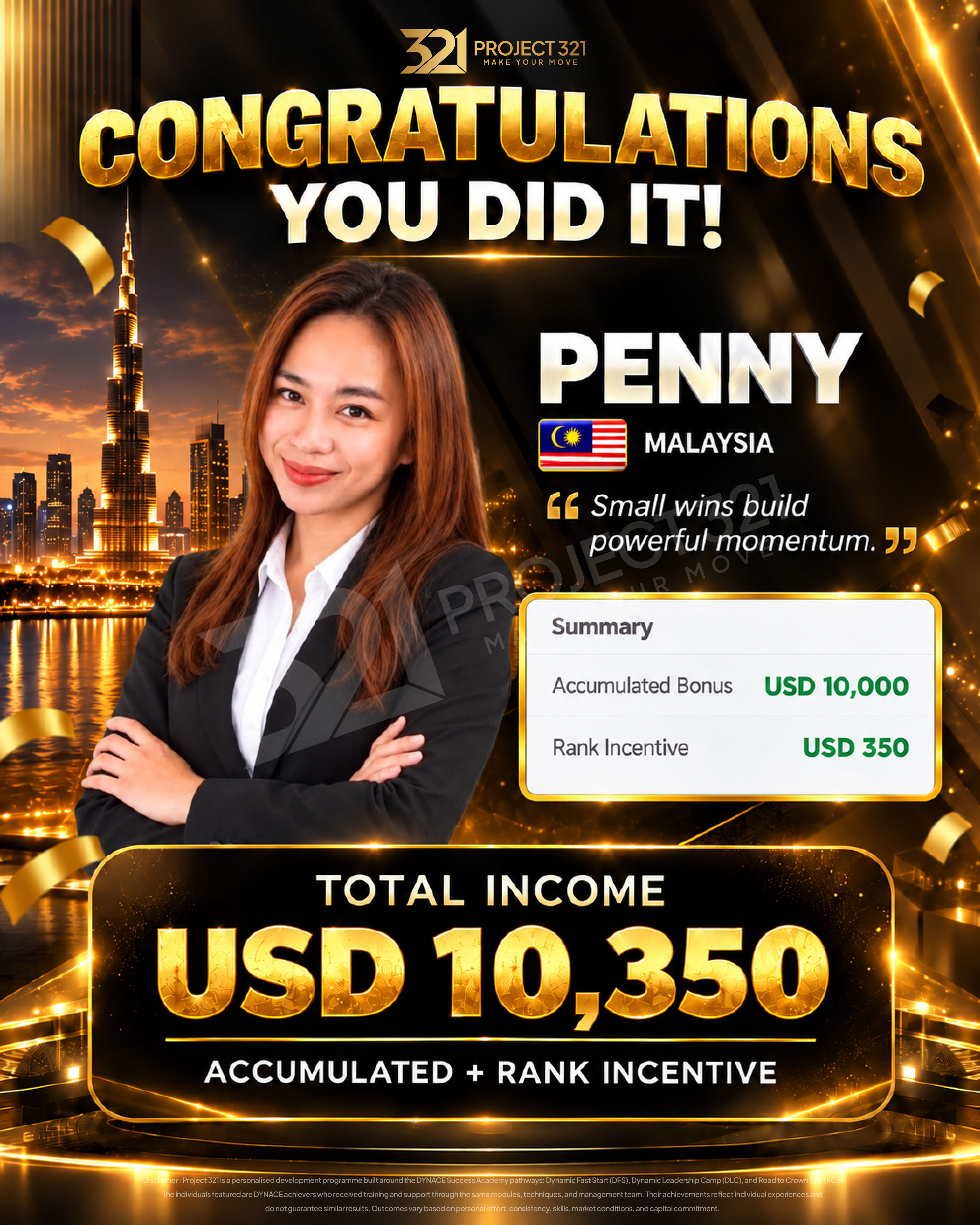 Supplied achievement poster for Penny